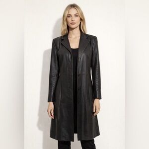 Classic Black soft Leather Women's coat